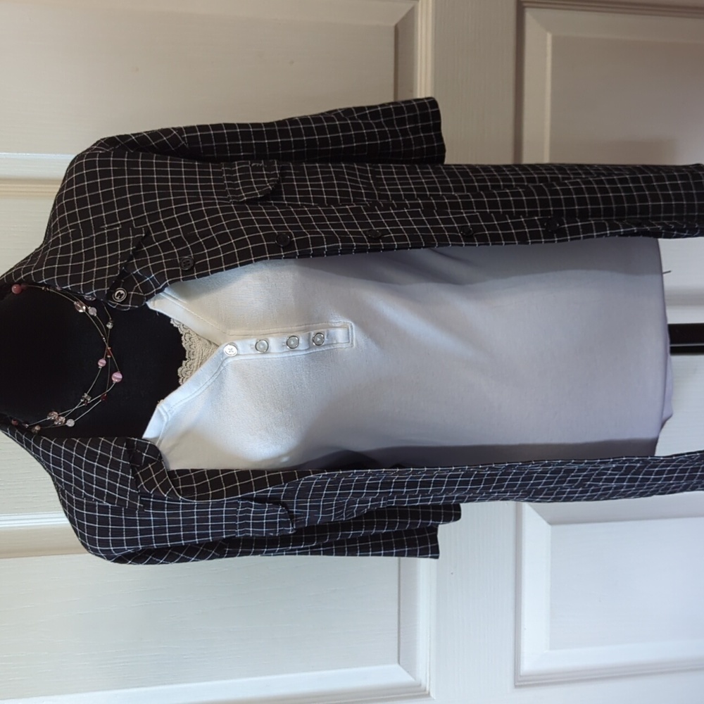 Vintage: Joanna - Shortsleeve Button-Up Top, Plaid, XL